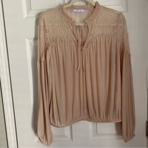 Women’s Zara Soft Lace Detail‎ Sheer Top Size Large